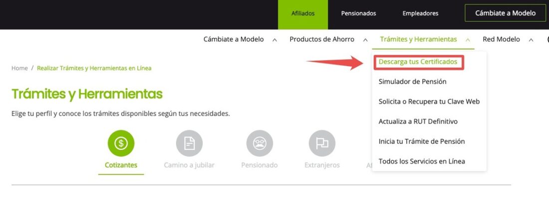 Certificado de Afiliación AFP Modelo - Chile 10 descargar afp modelo