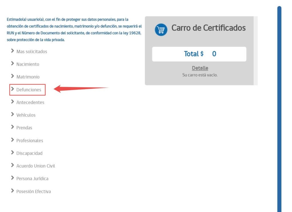 Certificado de Defunción - Chile 12 registro civil de defuncion